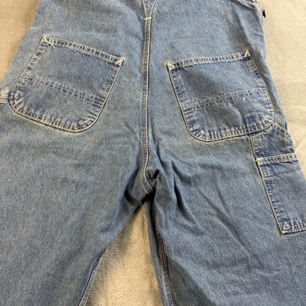 Carhartt Vintage Bibs Denim Carpenter Overalls Blue Wide Leg Men 34x26 47" Total - Picture 15 of 16